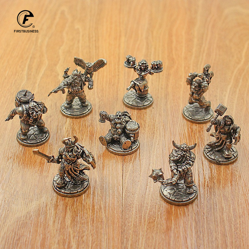 Board Game Vantage - Vintage biały mosiądz miniaturowy karzeł wojownik