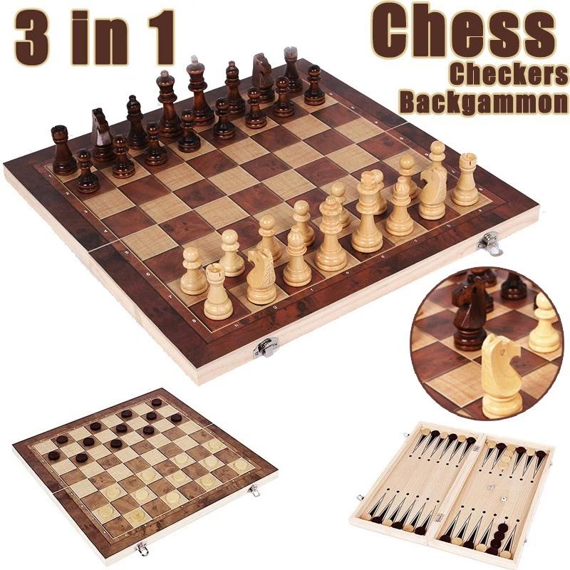 Board Game Vantage - Szachownica 3 w 1, składana drewniana