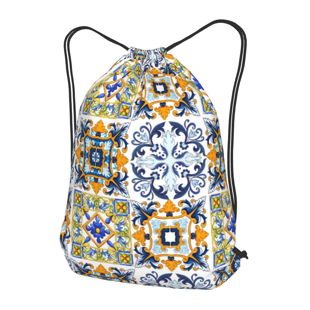 Tile Bag Drawstring - Kopie siciliankich płytek, śródziemnomorskie, mozaika, ozdobne