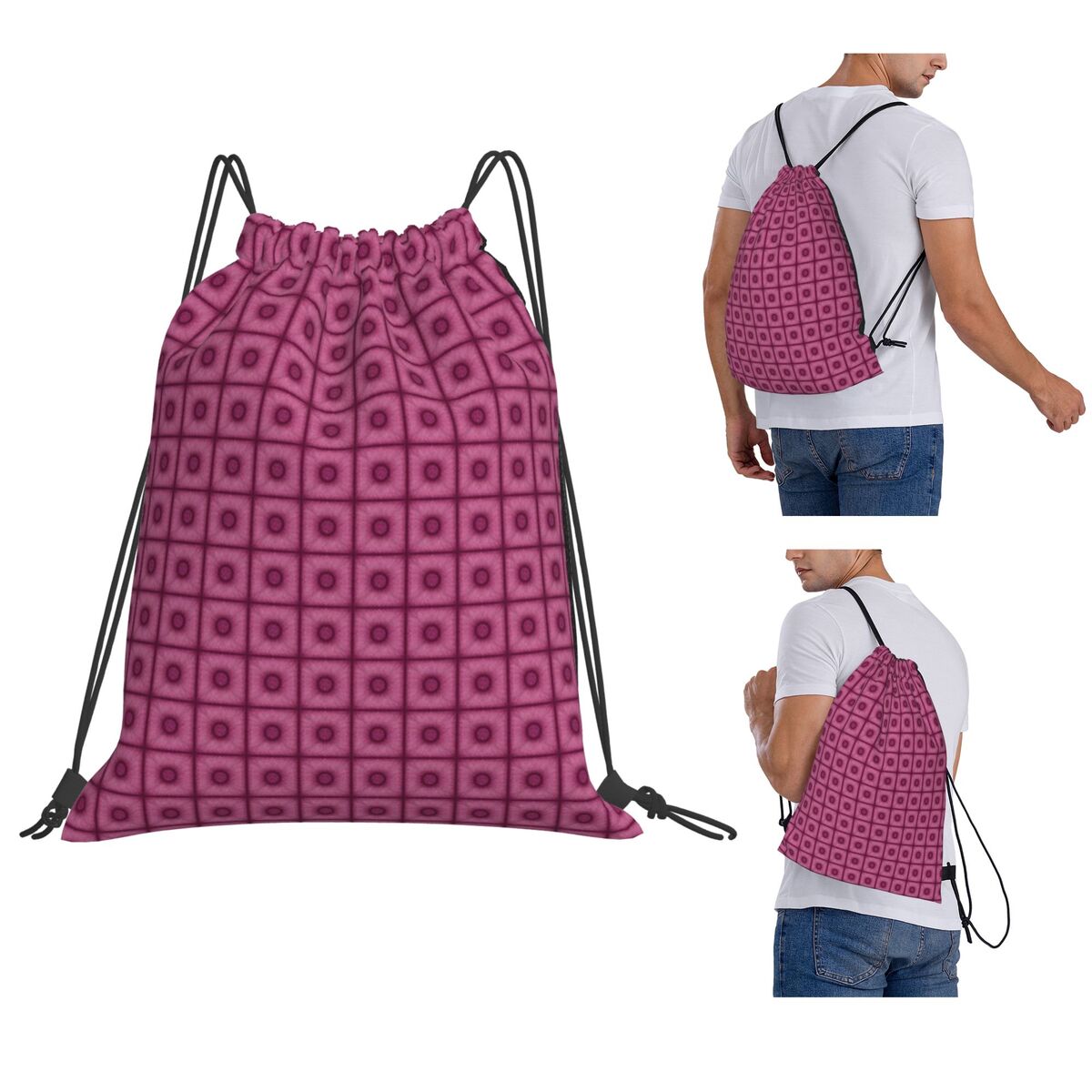 Tile Bag Drawstring - Plecak w kolorze wiśniowym Poof Tile,