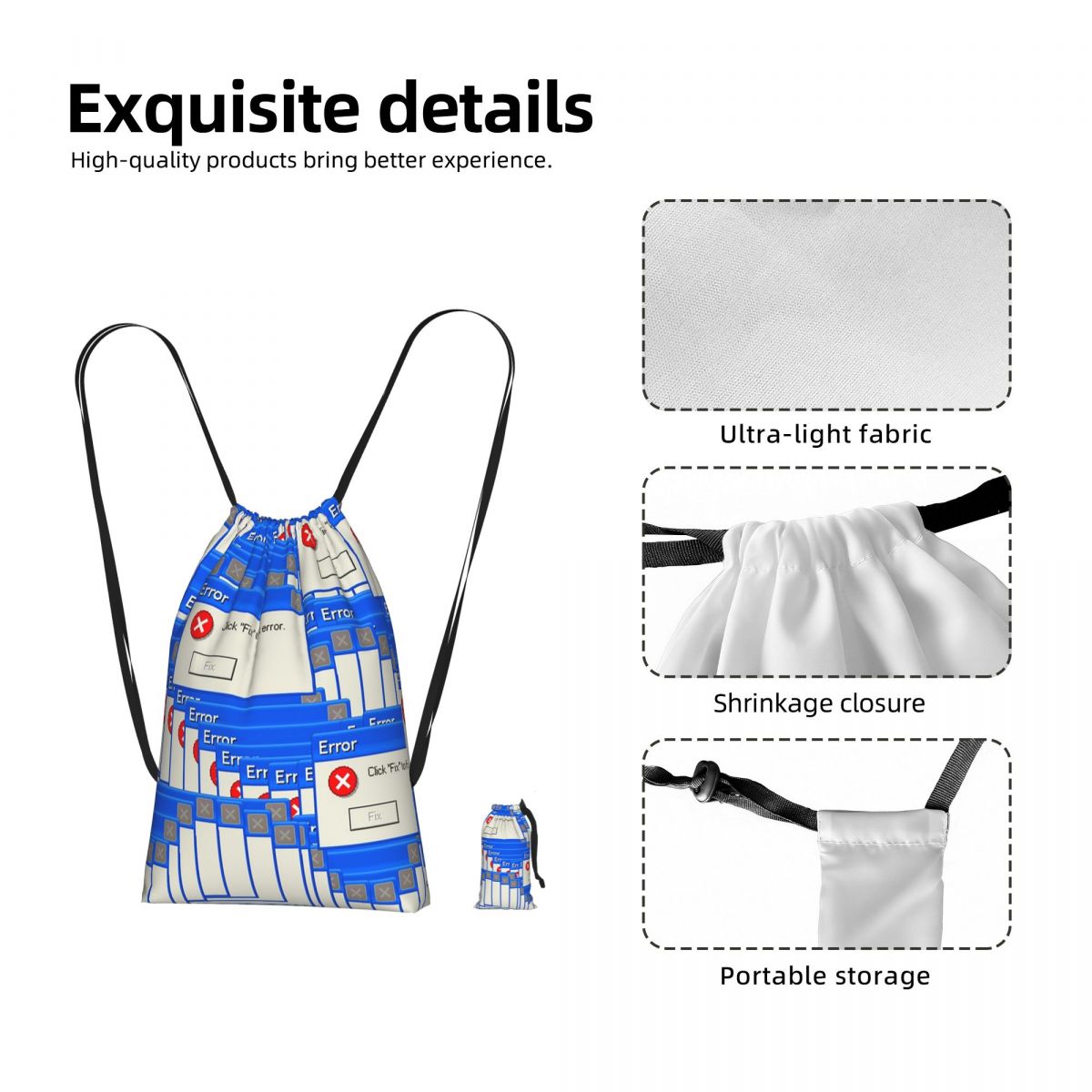 Tile Bag Drawstring - Błędny plecak ze sznurkiem w kratkę