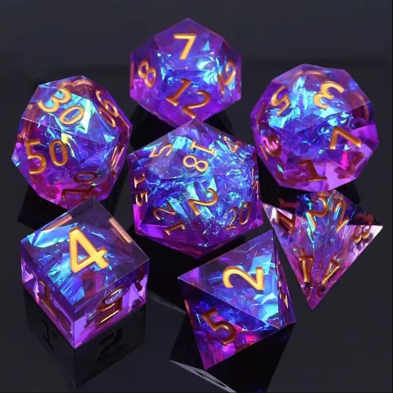 Board Game Roleplay - 7PCS Zestaw kostek z żywicy Wielokształtna