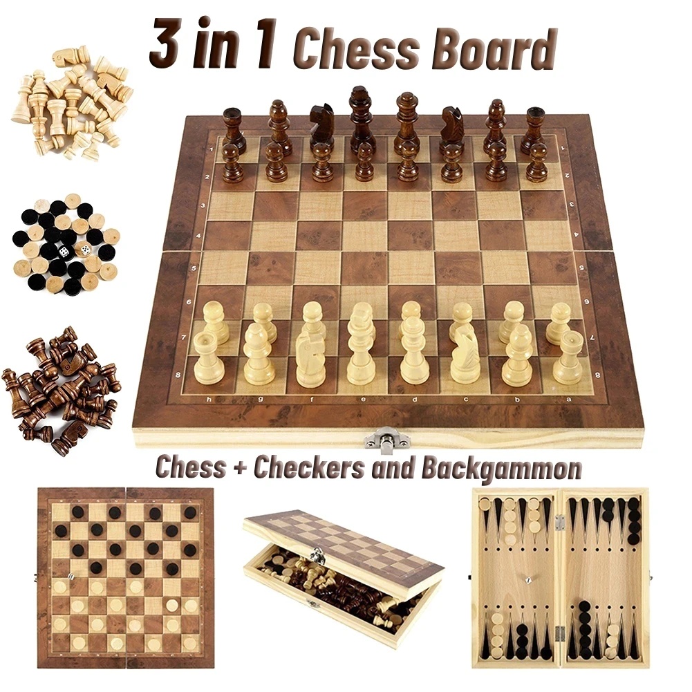 Board Game Vantage - Zestaw drewnianych gier 3 w 1: