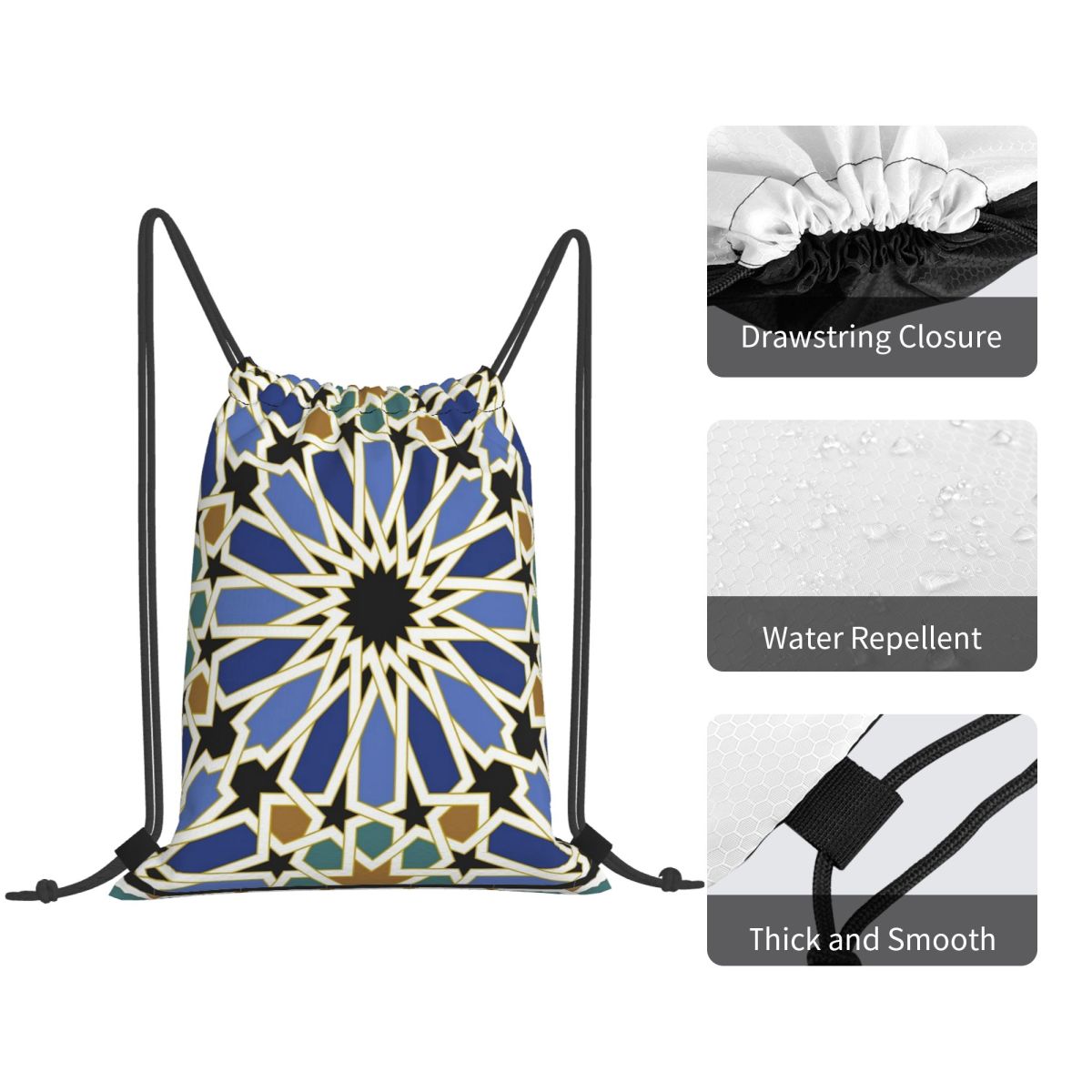 Plecak z motywem arabskich pły – Tile Bag Drawstring recenzja i cena