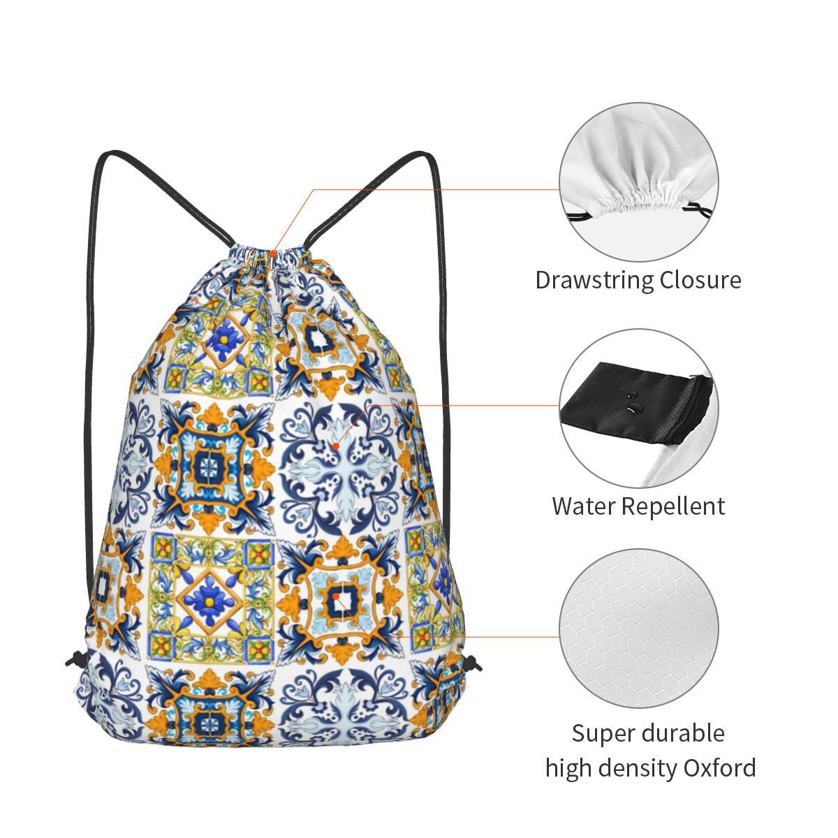Kopie siciliankich płytek, śró – Tile Bag Drawstring recenzja i cena