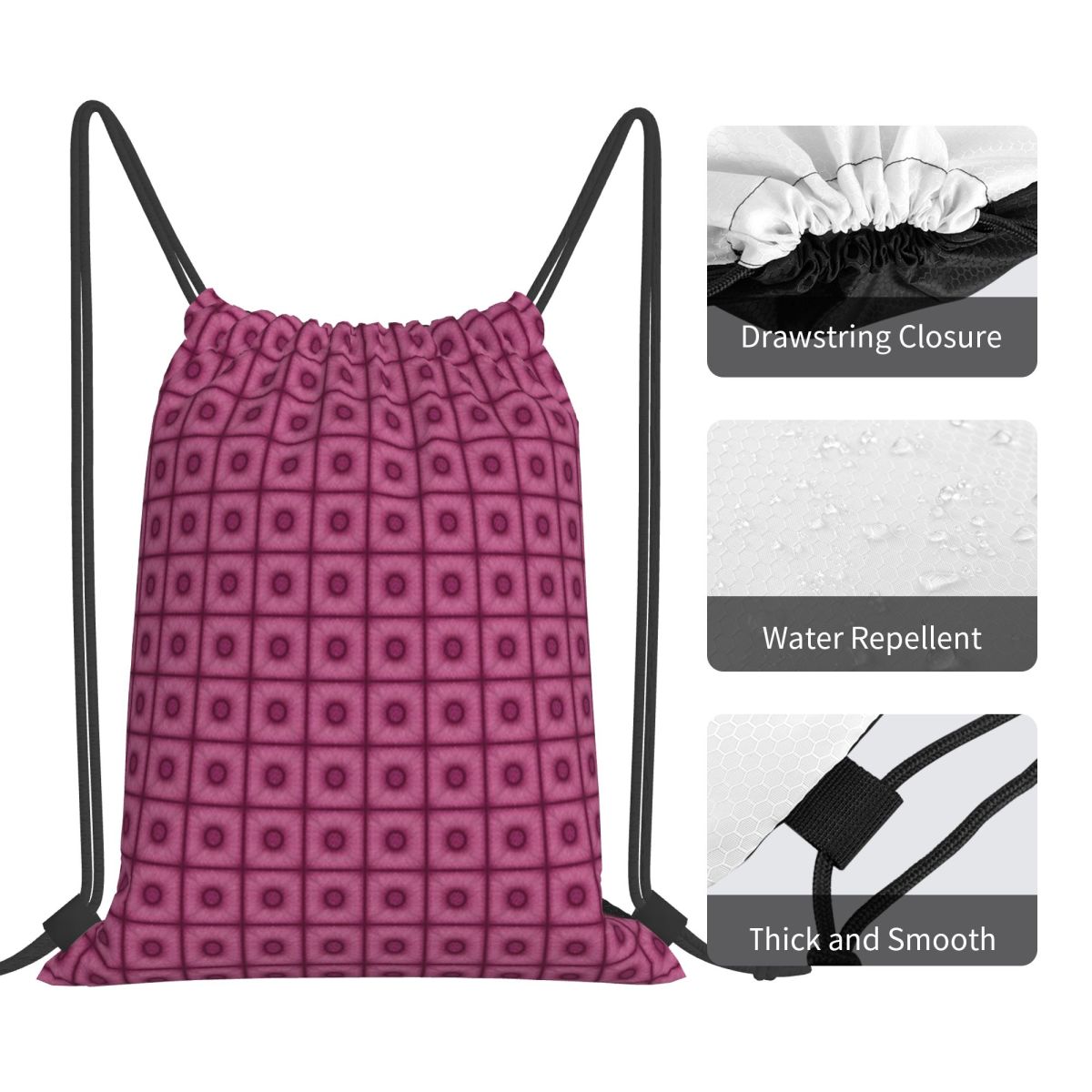 Plecak w kolorze wiśniowym Poo – Tile Bag Drawstring recenzja i cena