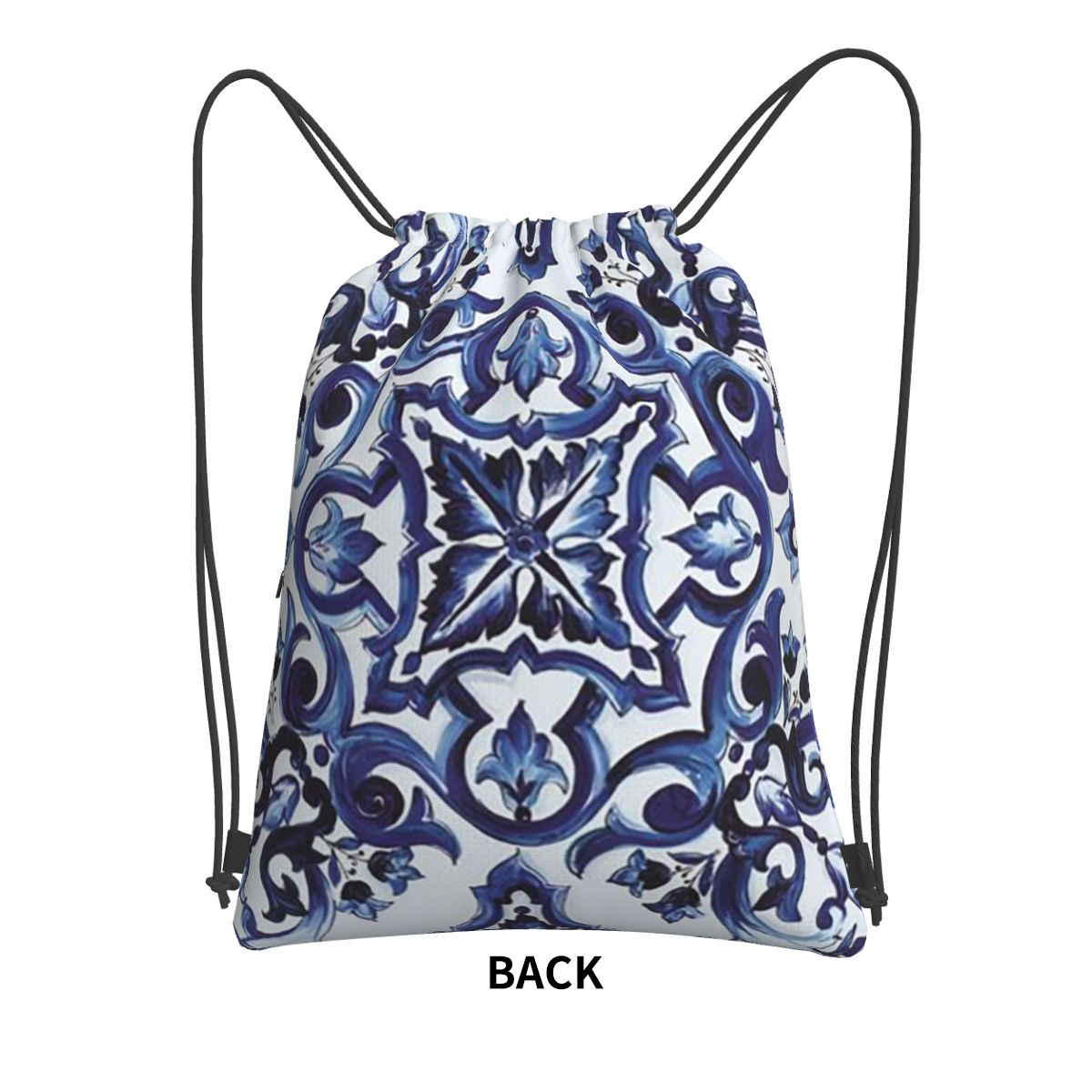 Niebieskie, zdobione kwiatami, – Tile Bag Drawstring recenzja i cena